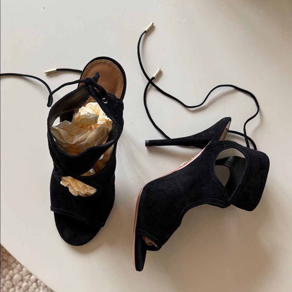 Aquazzura Black Suede Heels